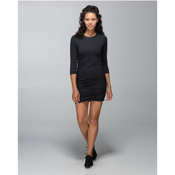 Lululemon Long Sleeve Mini Dress Gray Black 6 - Picture 2 of 13